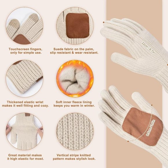 3 in 1 Set Womens Beanie with Pom Pom Long Scarf Neck Warmer Touchscreen Gloves main image 7